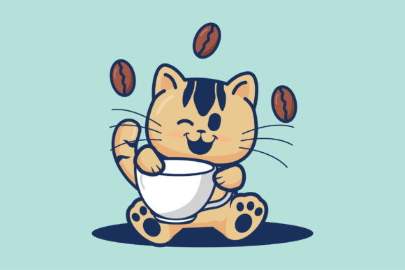 Cute Cat and Coffee Cup: Illustrations That Bring Charm to Your Projects