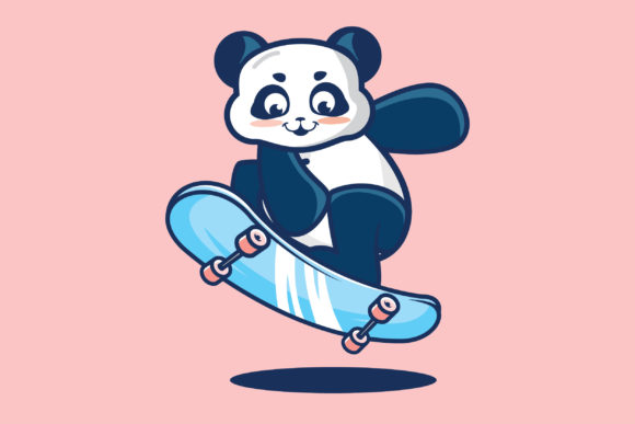 Cute Panda Playing Skateboard: A Versatile Illustration Set for Creative Projects