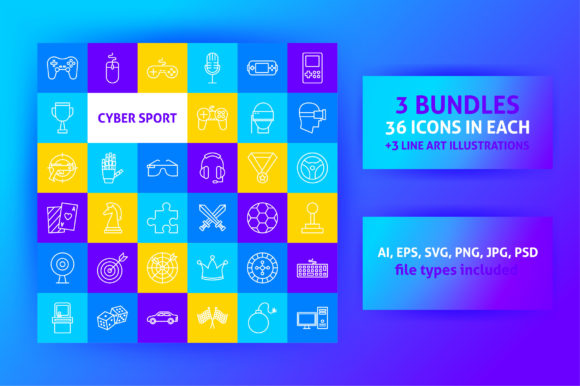 Cyber Game Line Art Icons: A Versatile Design Resource for Modern Creators