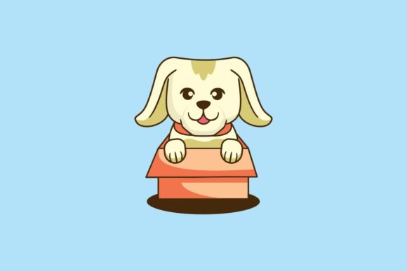 Dog Sit Inside Box Illustrations