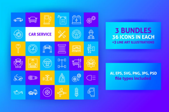 Enhancing Visual Communication with Car Service Line Art Icons