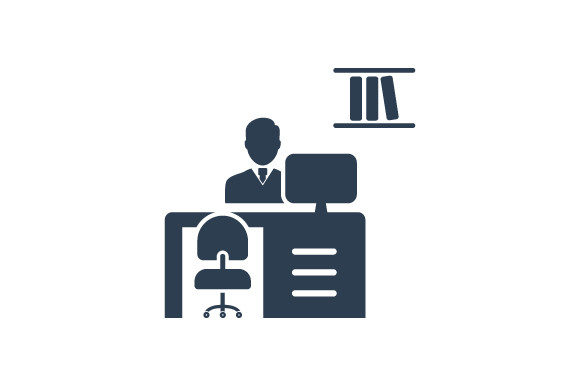 Enhancing Visual Communication with Office Desk Icon and Magnifying Glass Design Elements