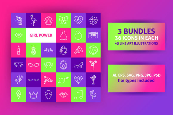 Girl Power Line Art Icons and Outline Vector: A Modern Design Essential