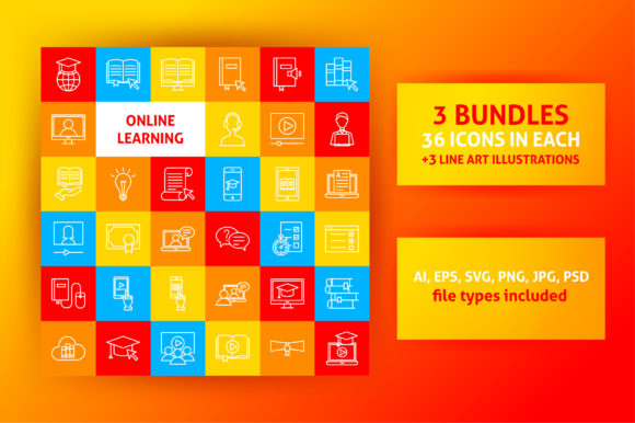 Online Learning Line Art Icons: Creative Tools for Modern Education Design