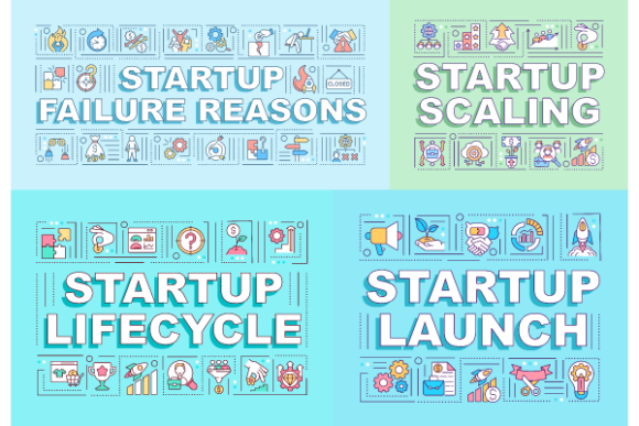 Startup Lifecycle Word Banners Bundle: Design Tools That Support Business Growth Stages